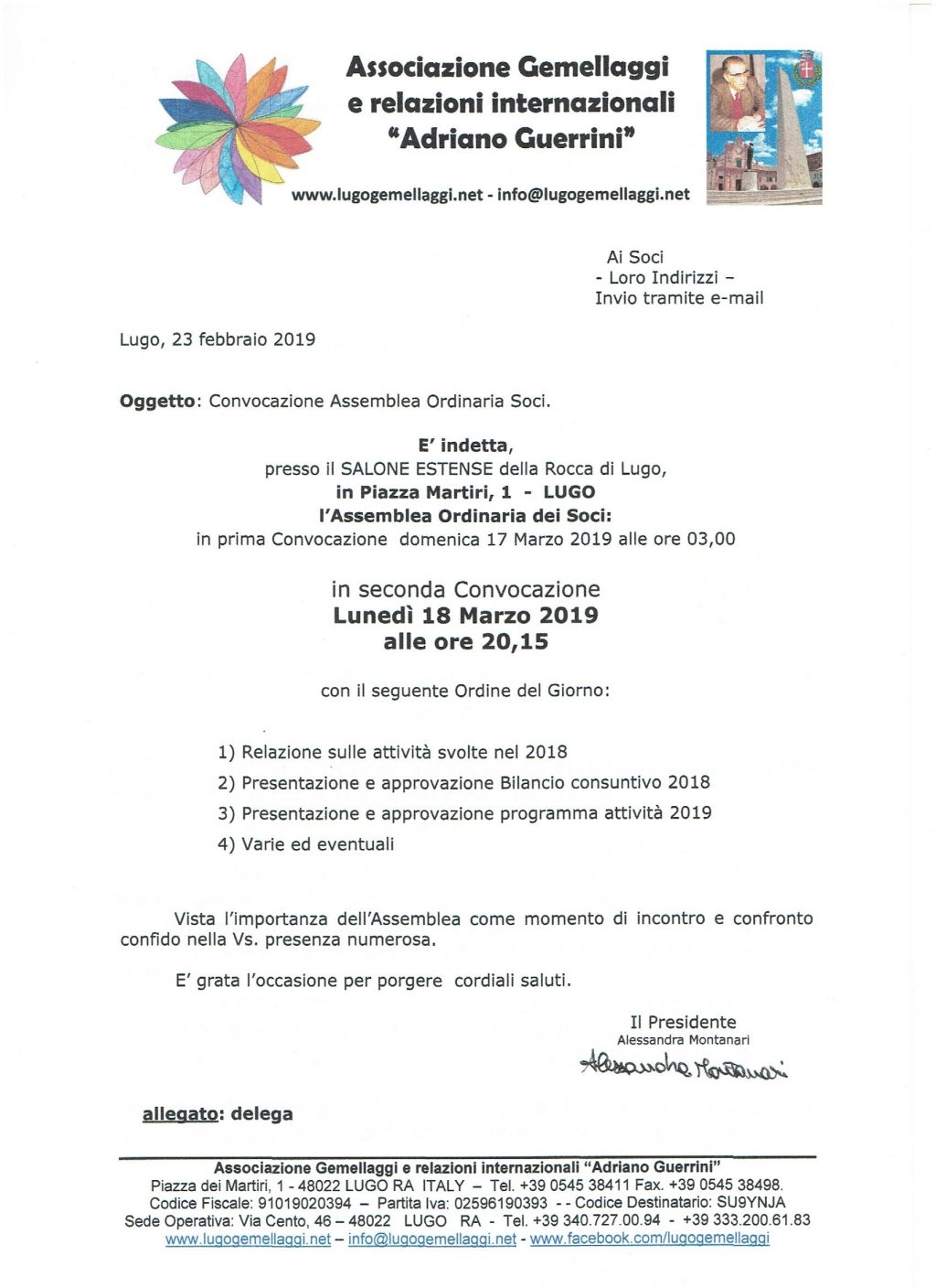 Assemblea Ordinaria dei Soci, 18 marzo