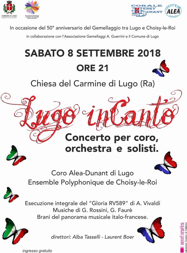 8 settembre, un concerto per festeggiare il 50° del gemellaggio tra Lugo e Choisy le Roi